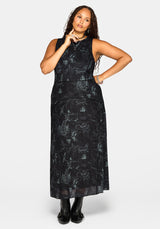 Kosmara Map Print Mesh Midaxi Dress