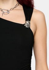 Maribel Skull Asymmetric Sleeve Midaxi Dress