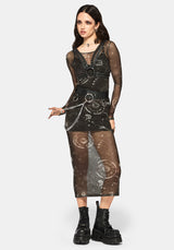 Elise Celestial Print Mesh Midaxi Dress