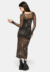 Elise Celestial Print Mesh Midaxi Dress