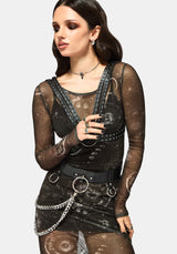 Elise Celestial Print Mesh Midaxi Dress