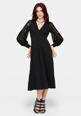 Covenant Lace Sleeve Button Up Midi Dress
