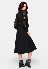 Covenant Lace Sleeve Button Up Midi Dress