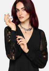 Covenant Lace Sleeve Button Up Midi Dress