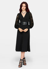 Covenant Lace Sleeve Button Up Midi Dress