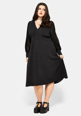 Covenant Lace Sleeve Button Up Midi Dress