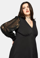 Covenant Lace Sleeve Button Up Midi Dress