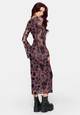 Equinox Flocked Long Sleeve Bodycon Midaxi Dress