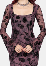 Equinox Flocked Long Sleeve Bodycon Midaxi Dress