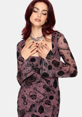 Equinox Flocked Long Sleeve Bodycon Midaxi Dress