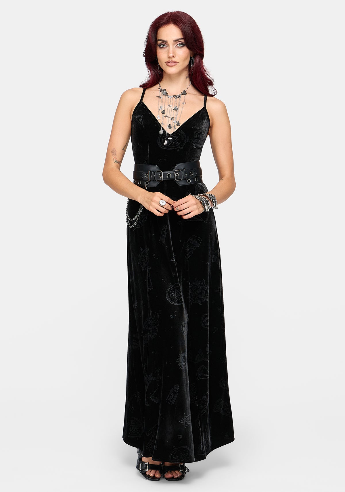 Orin Foiled Velour Cami Gown