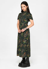 Noctaris Print Fitted Midi Shirt Dress