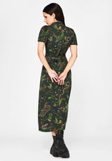 Noctaris Print Fitted Midi Shirt Dress