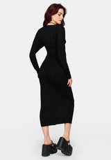 Vanthe Zip Front Batwing Sleeve Jersey Midaxi Dress