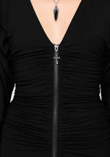 Vanthe Zip Front Batwing Sleeve Jersey Midaxi Dress