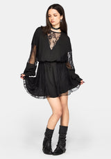 Frida Blouson Sleeve Lace Panelled Mini Dress