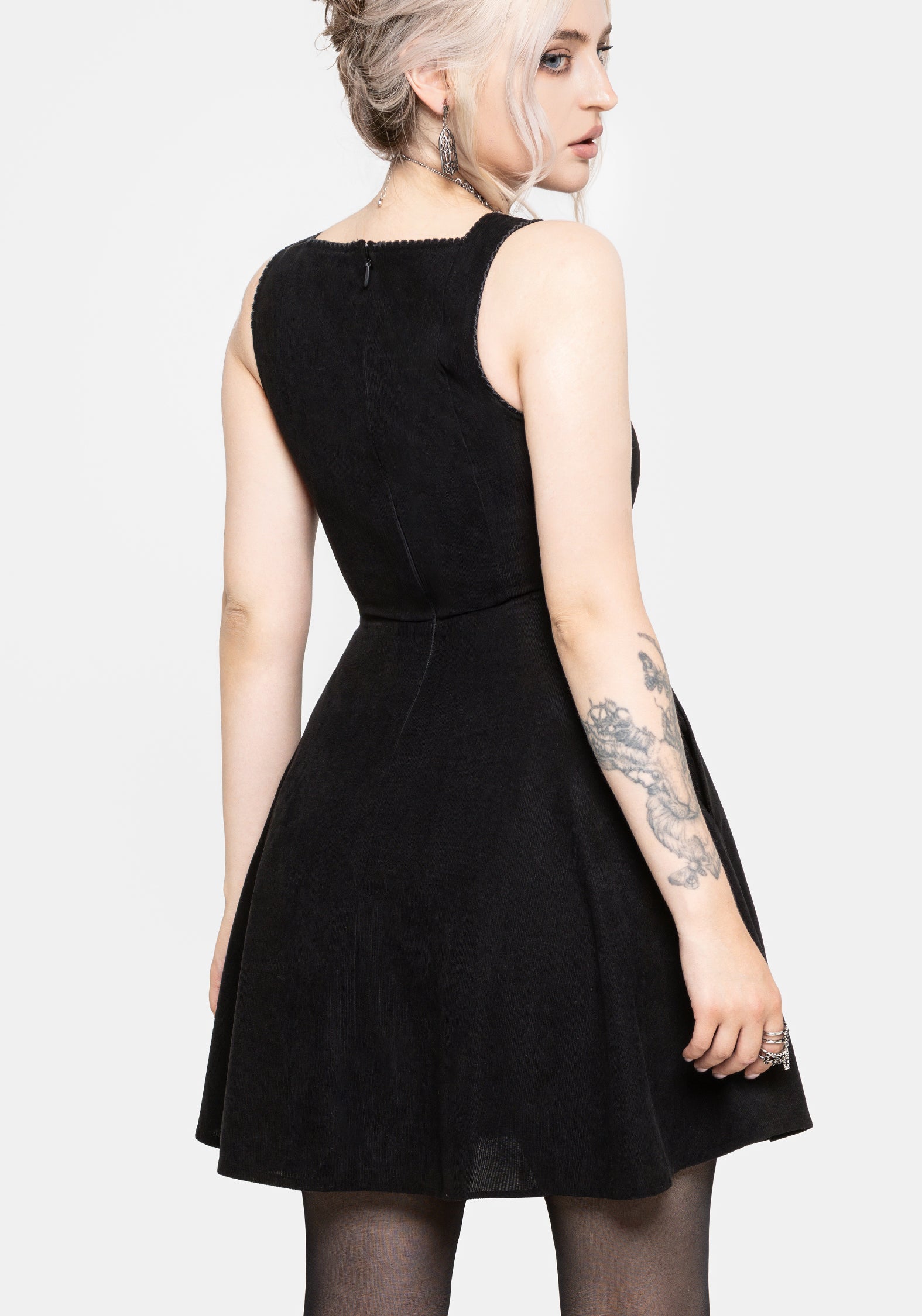 Theon Blanket Stitch Baby Cord Mini Dress