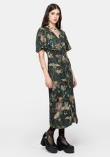 Atilla Print Lace Trim Midi Dress