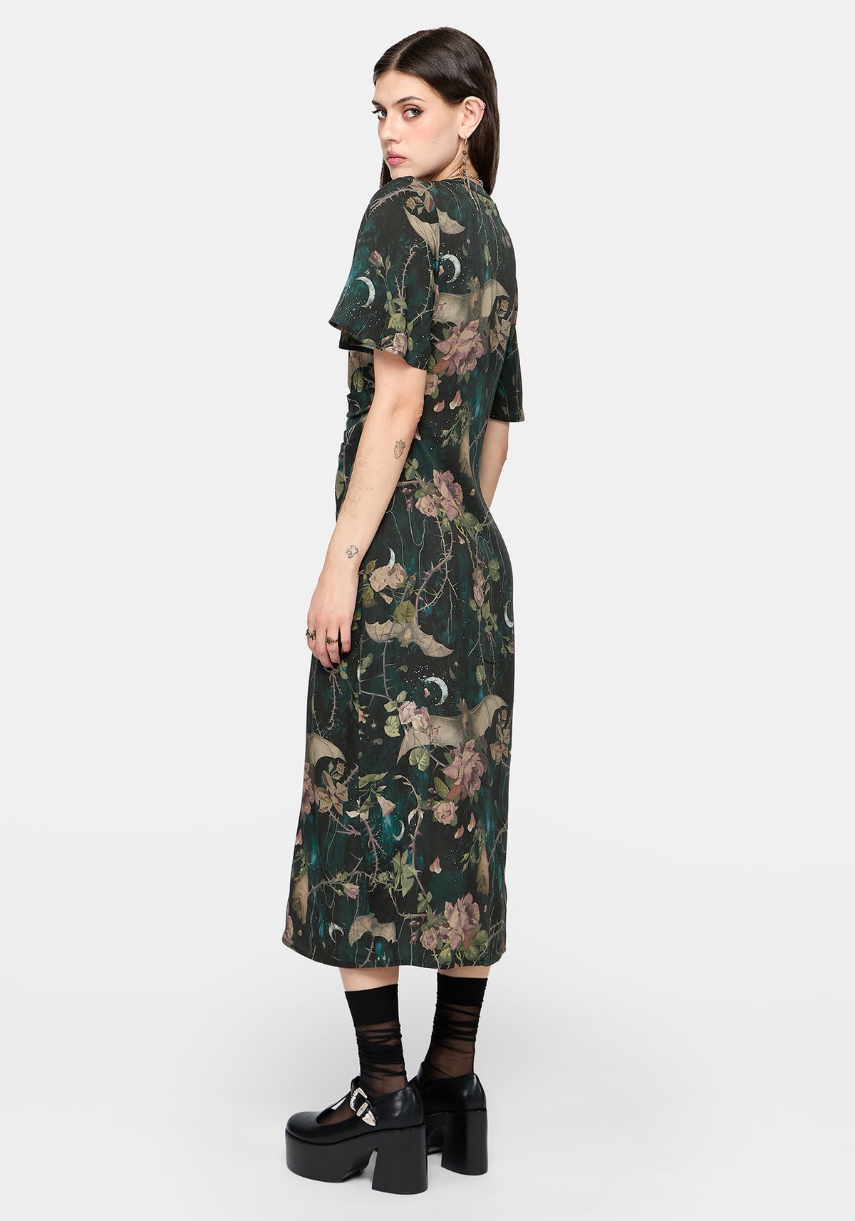 Atilla Print Lace Trim Midi Dress