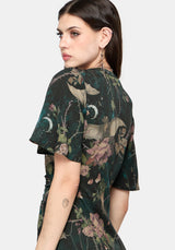Atilla Print Lace Trim Midi Dress