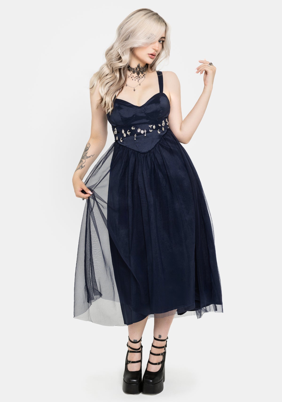 Lucinda Taffeta Embellished Belt Midaxi Dress UK 6