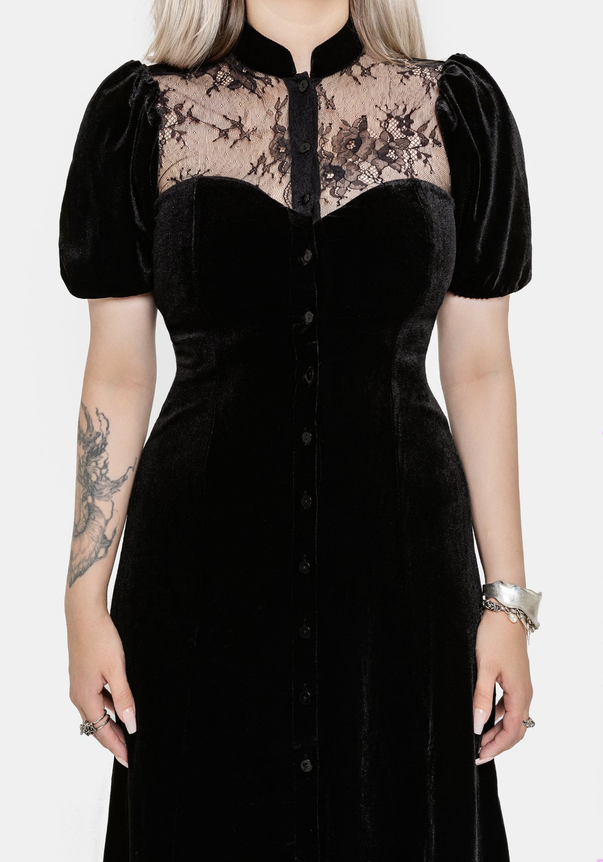 Lilibet Lace Cut-Out Velour Midi Dress UK 6