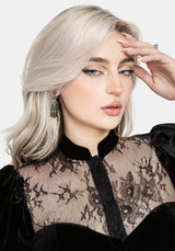 Lilibet Lace Cut-Out Velour Midi Dress UK 6