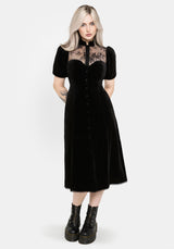 Lilibet Lace Cut-Out Velour Midi Dress UK 6