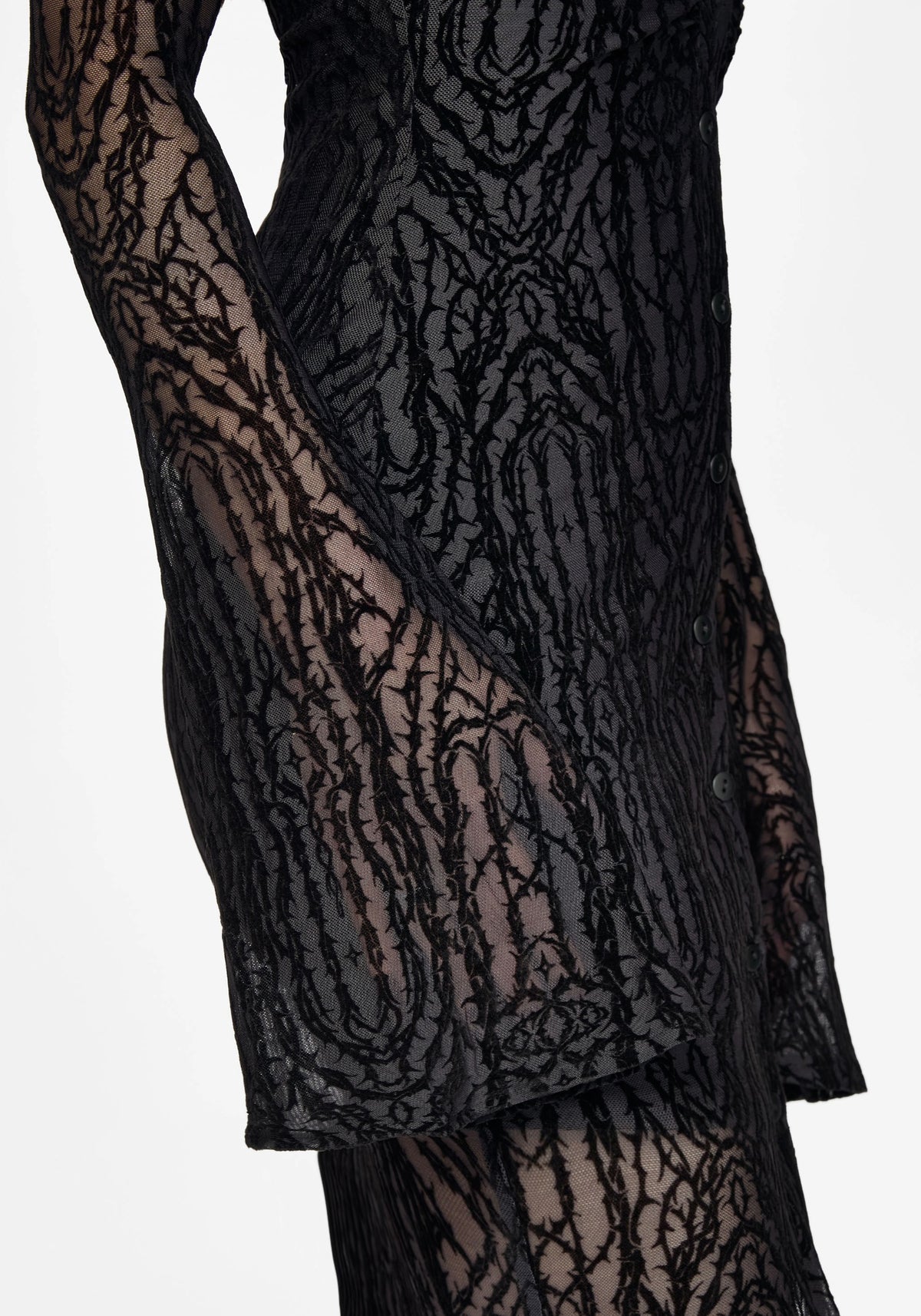 Riven Flocked Ruched Front Midaxi Dress