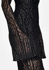 Riven Flocked Ruched Front Midaxi Dress
