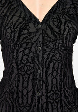 Riven Flocked Ruched Front Midaxi Dress