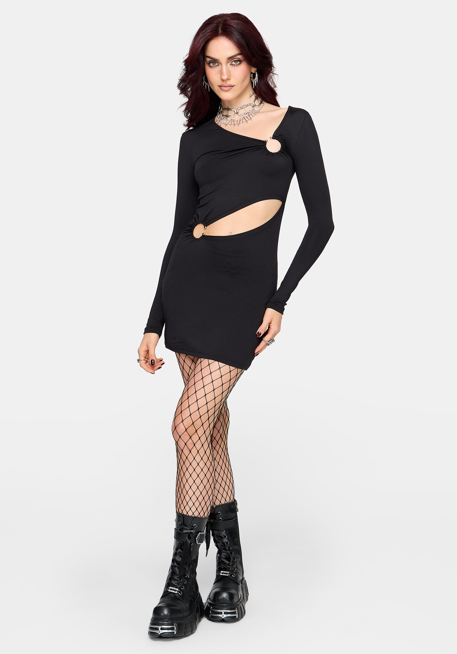 Lenora Cutout Barbell Hardware Mini Dress