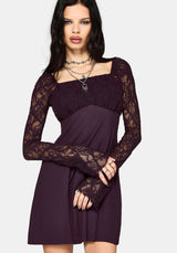 Georgina Empire Waist Lace Sleeve Mini Dress