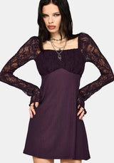 Georgina Empire Waist Lace Sleeve Mini Dress