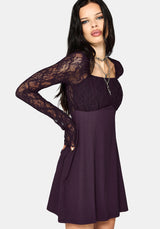 Georgina Empire Waist Lace Sleeve Mini Dress