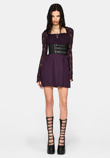 Georgina Empire Waist Lace Sleeve Mini Dress