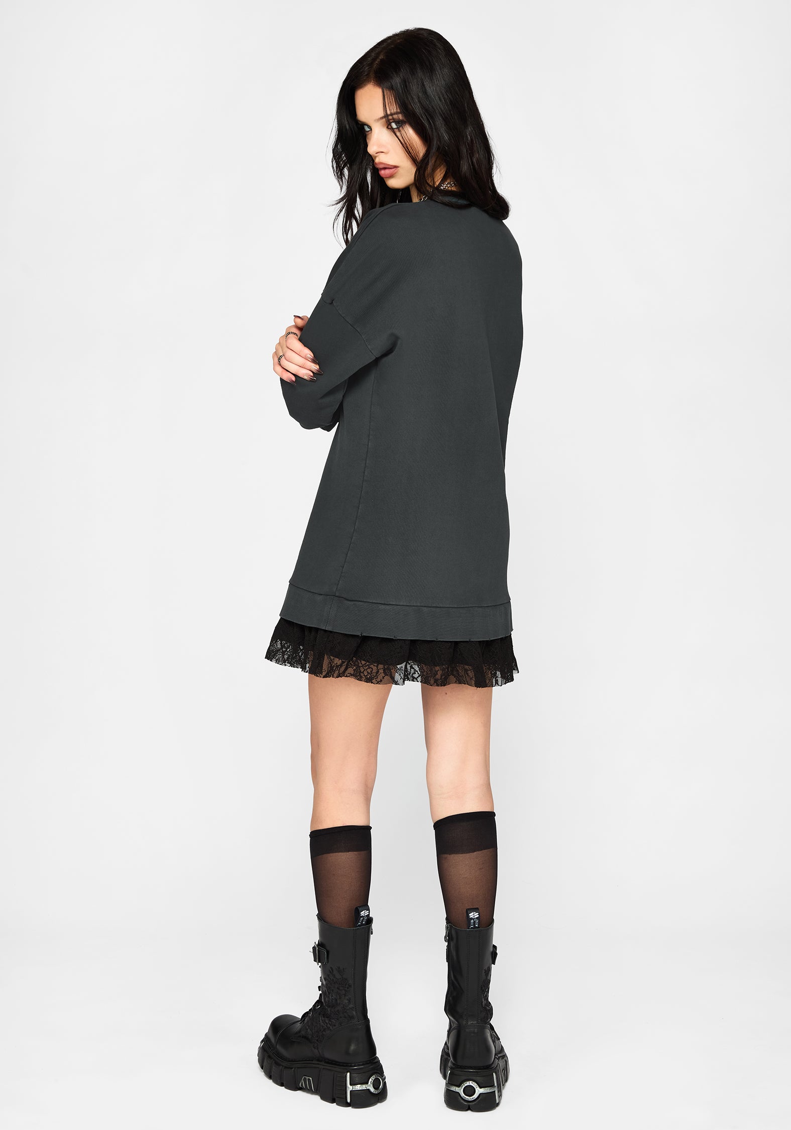 Erisda Lace Hem Sweater Dress