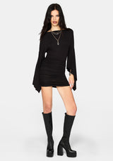 Leela Cape Ruched Mini Dress