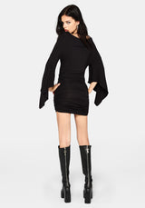 Leela Cape Ruched Mini Dress