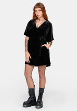 Tigris Embroidered Velour Wrap Kimono Mini Dress