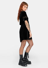 Tigris Embroidered Velour Wrap Kimono Mini Dress