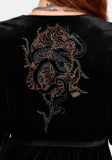 Tigris Embroidered Velour Wrap Kimono Mini Dress