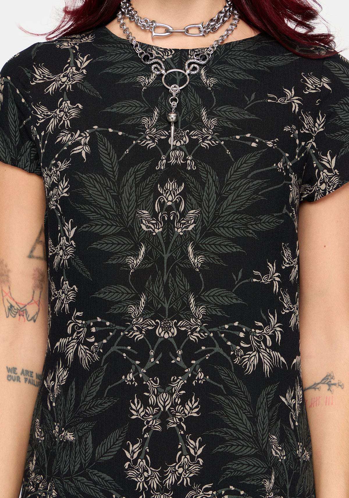 Azolla Fern Crinkle Print Mini Dress