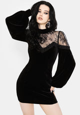 Umbra Lace Insert Velour Mini Dress UK 6