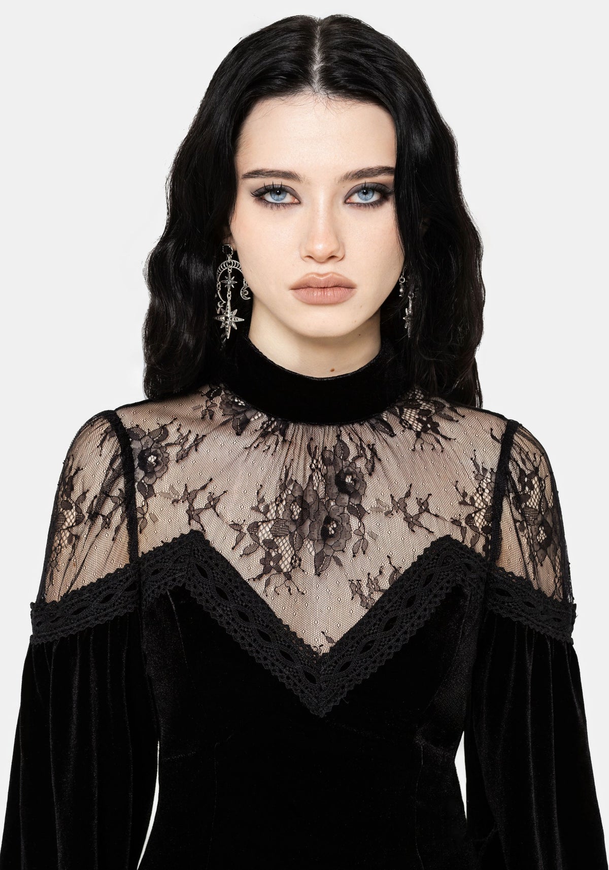 Umbra Lace Insert Velour Mini Dress UK 6