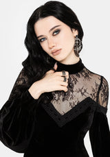 Umbra Lace Insert Velour Mini Dress UK 6