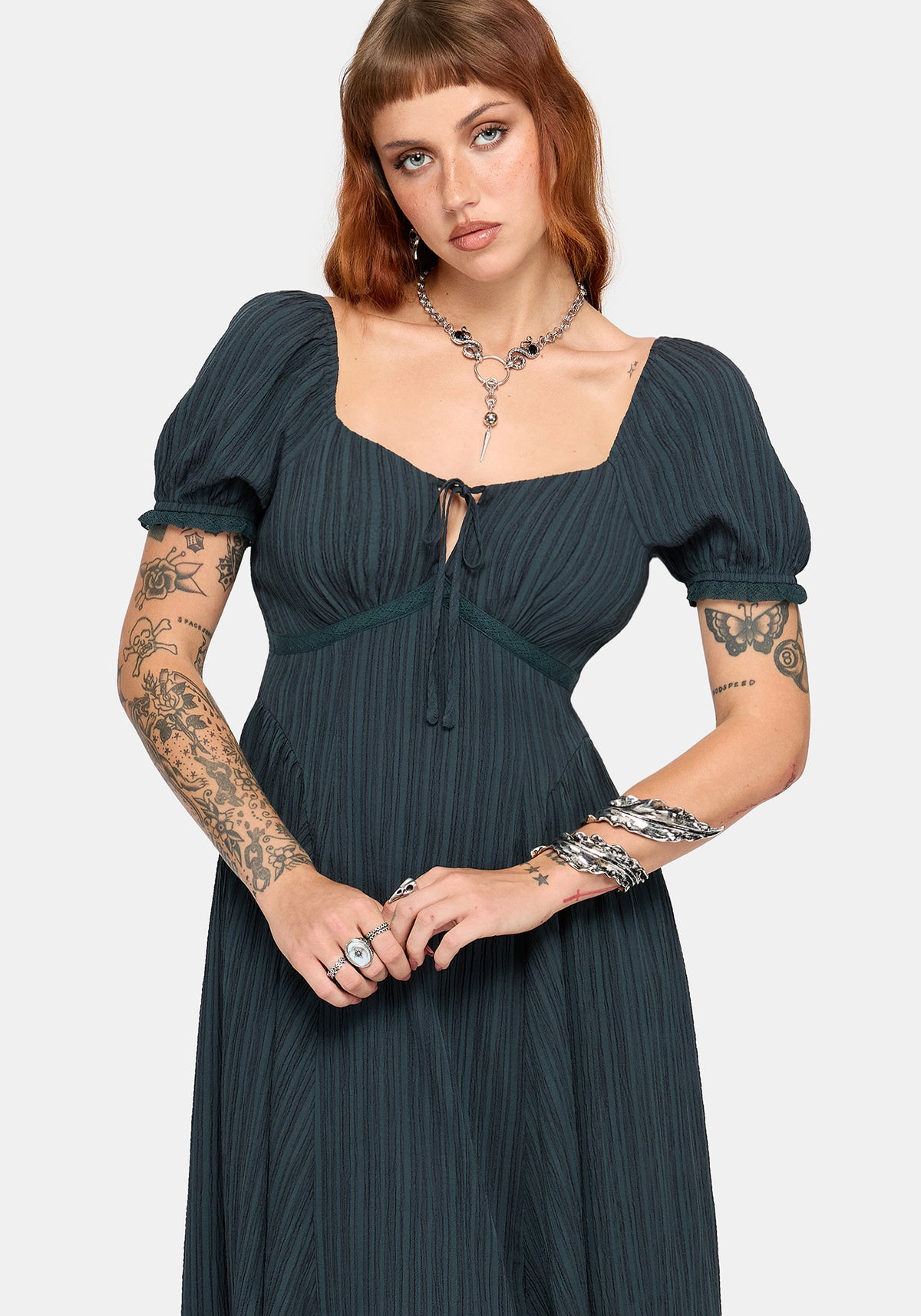 Fenella Keyhole Midi Dress - Green
