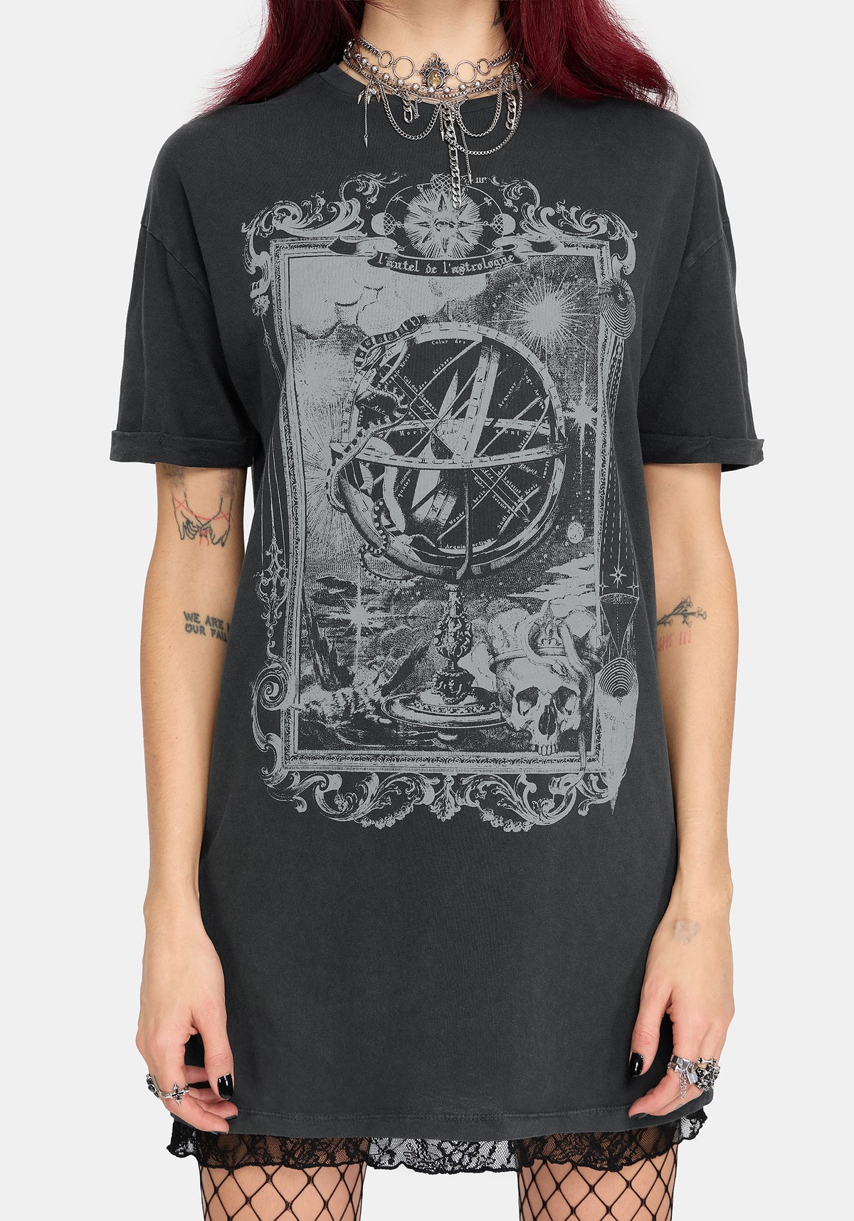 Ottilie Widow Lace Layer Graphic Tee Dress UK 6