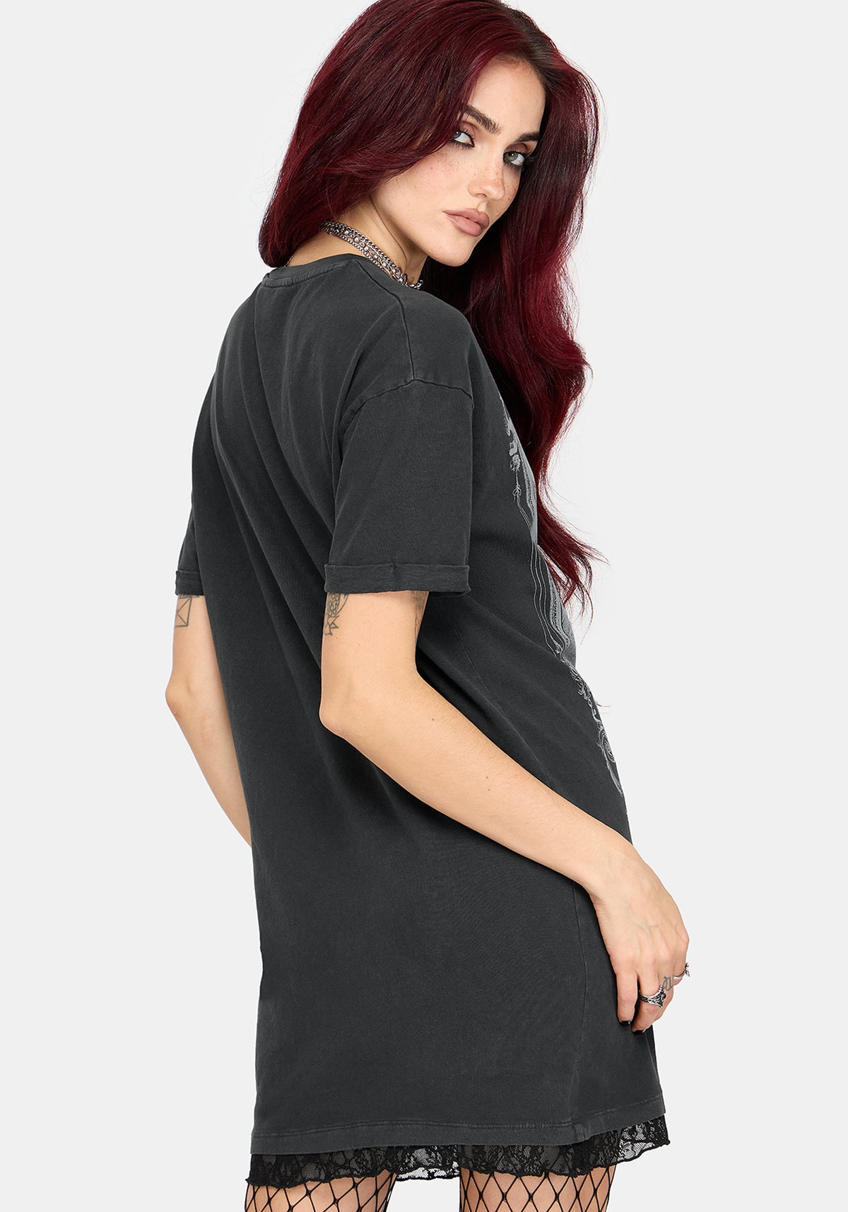 Ottilie Widow Lace Layer Graphic Tee Dress UK 6