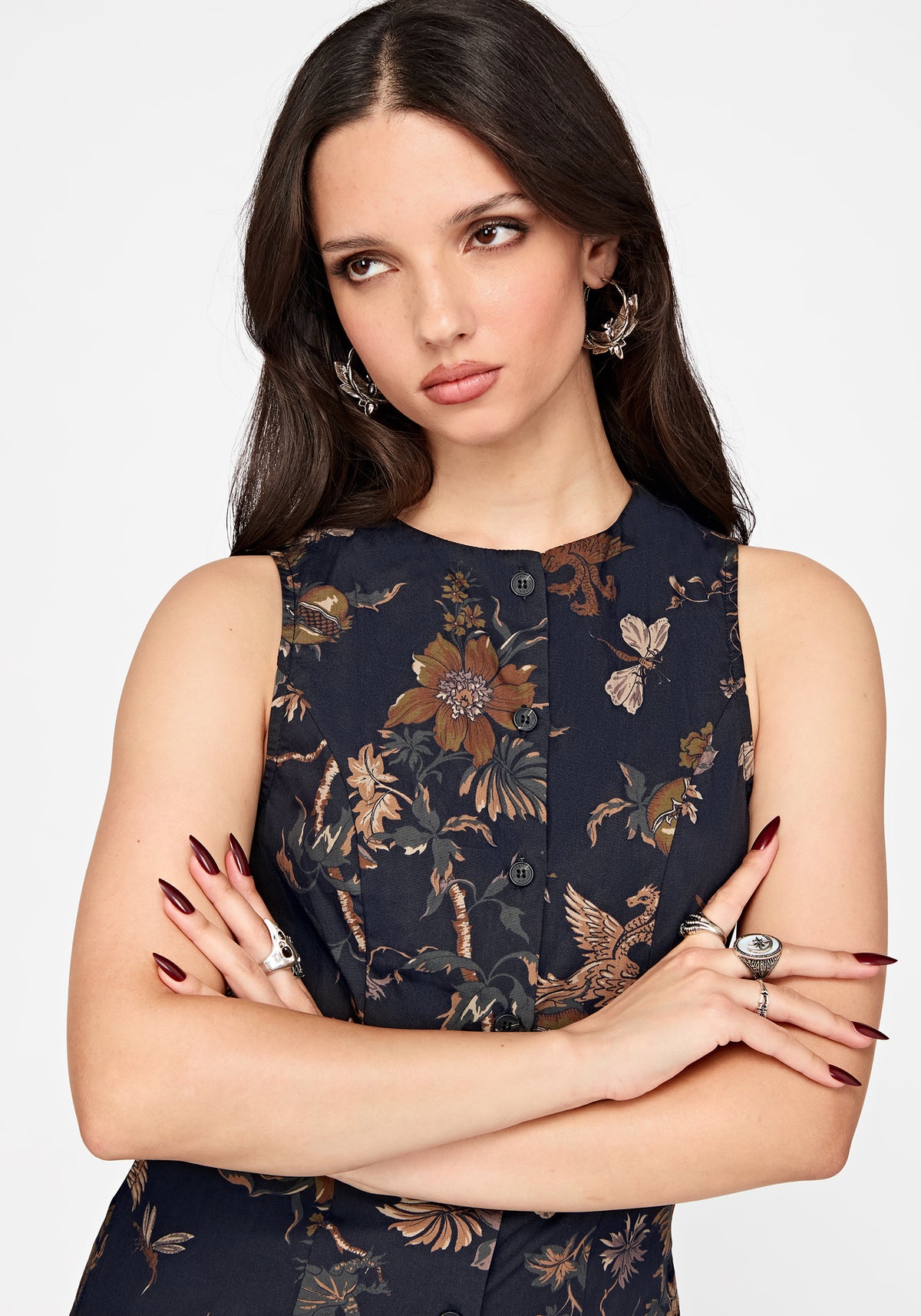 Poison Eden Button Up Mini Dress - Midnight